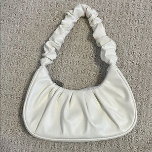 White Ruched Handle Purse